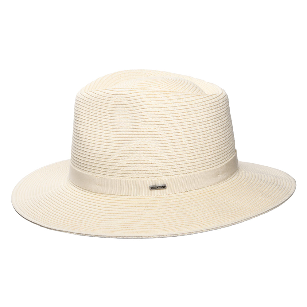 Sombrero Fedora Carolina plegable de paja toyo de Brixton - Crema