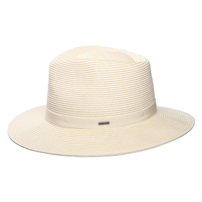 Sombrero Fedora Carolina plegable de paja toyo de Brixton - Crema