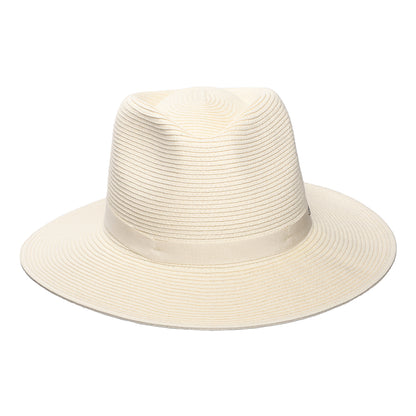 Sombrero Fedora Carolina plegable de paja toyo de Brixton - Crema