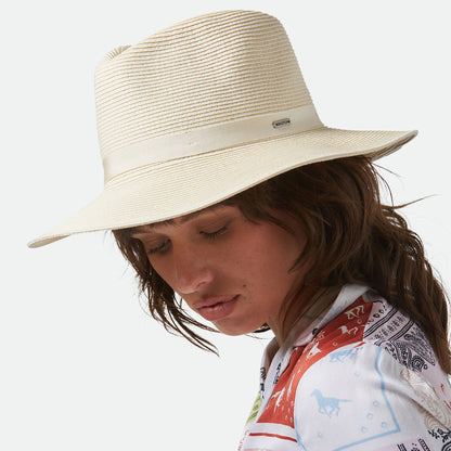 Sombrero Fedora Carolina plegable de paja toyo de Brixton - Crema