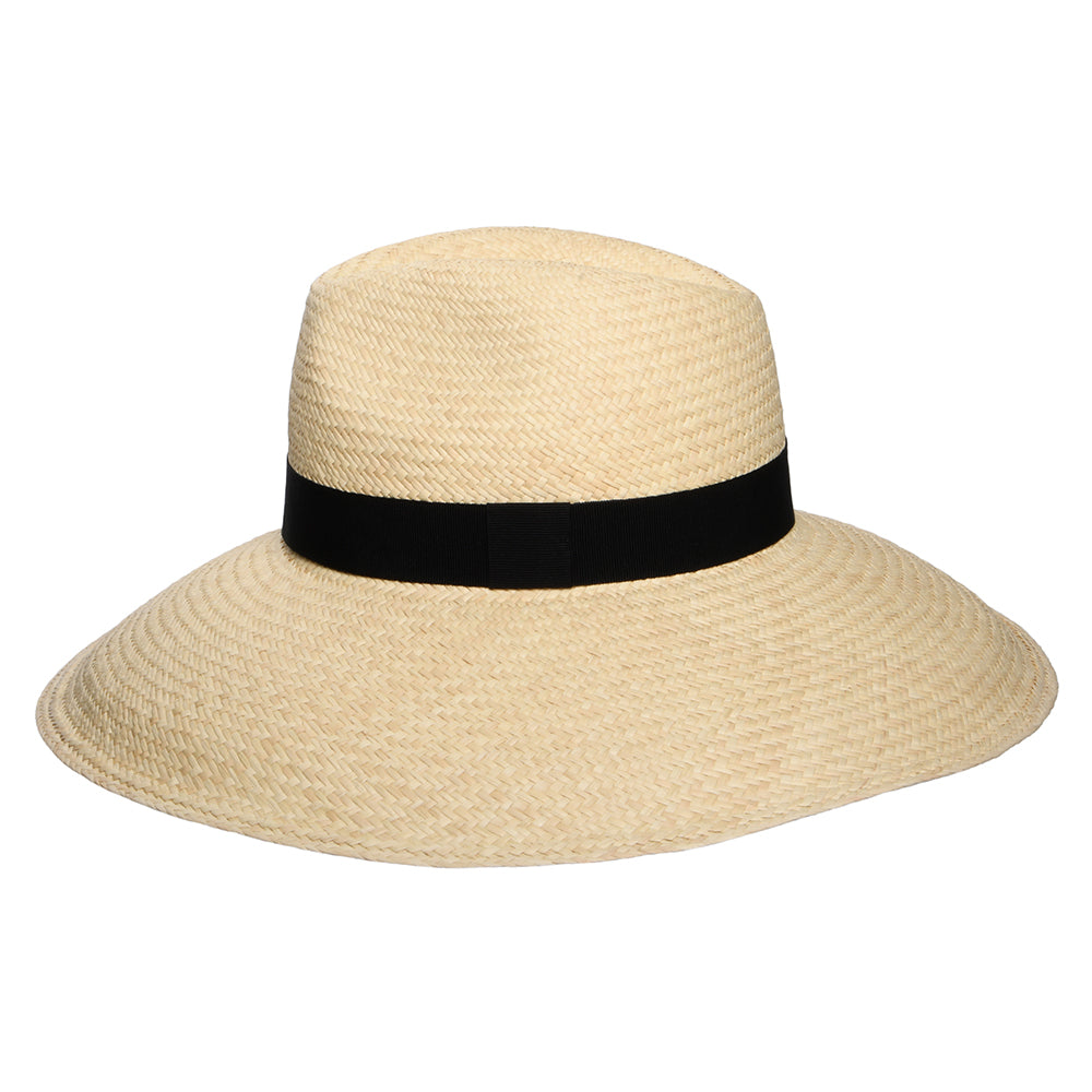 Sombrero Panamá Jessica de ala ancha con cinta decorativa negra de Christys - Natural