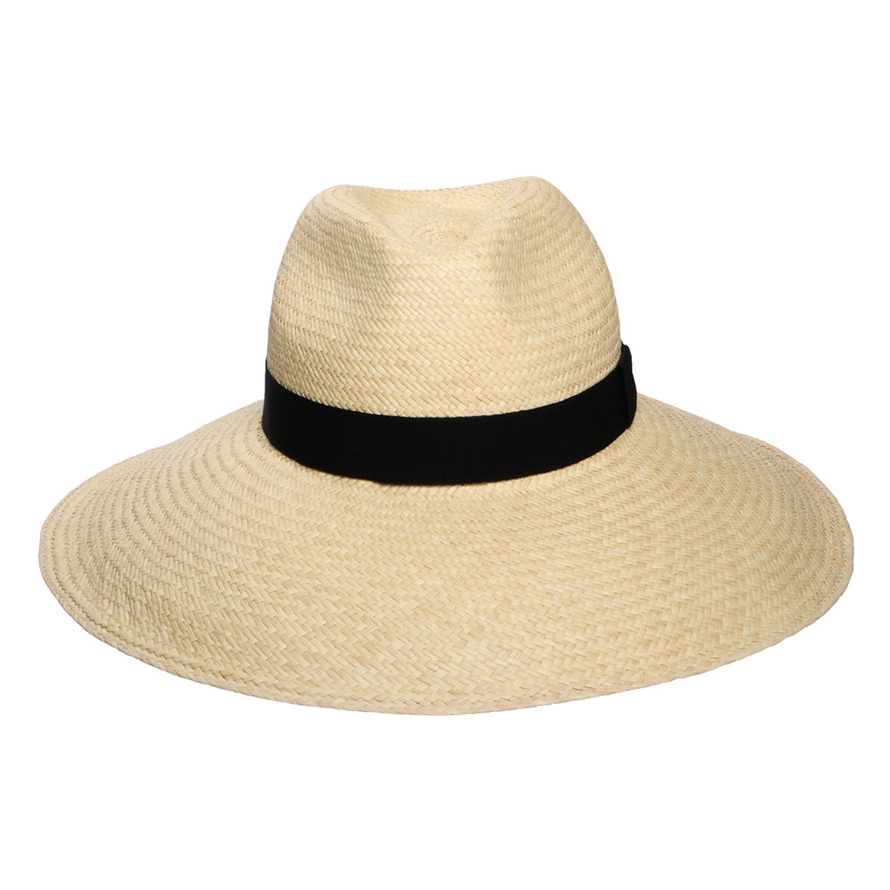 Sombrero Panamá Jessica de ala ancha con cinta decorativa negra de Christys - Natural