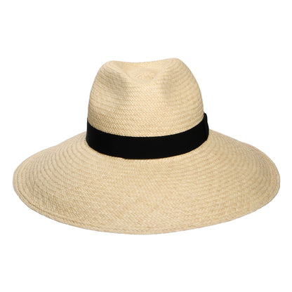 Sombrero Panamá Jessica de ala ancha con cinta decorativa negra de Christys - Natural