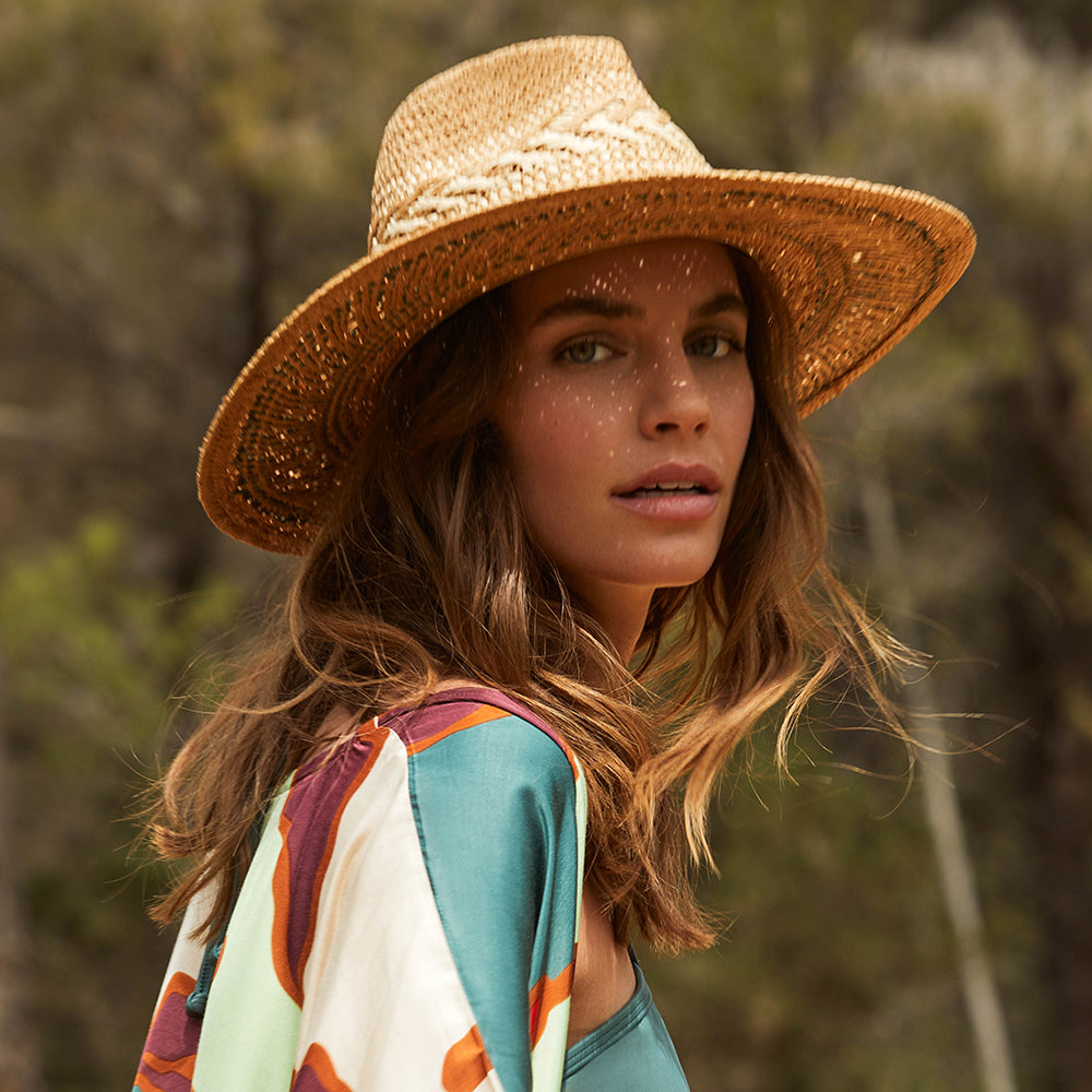 Sombrero Fedora Caledona de verano de Barts - Marrón Claro-Verde Cedro