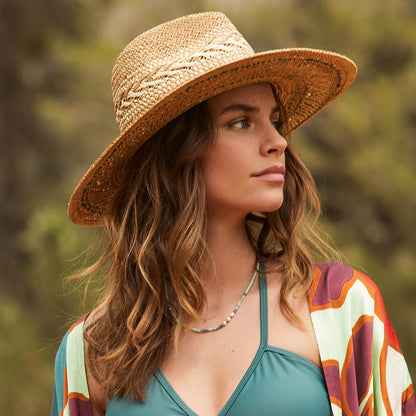 Sombrero Fedora Caledona de verano de Barts - Marrón Claro-Verde Cedro