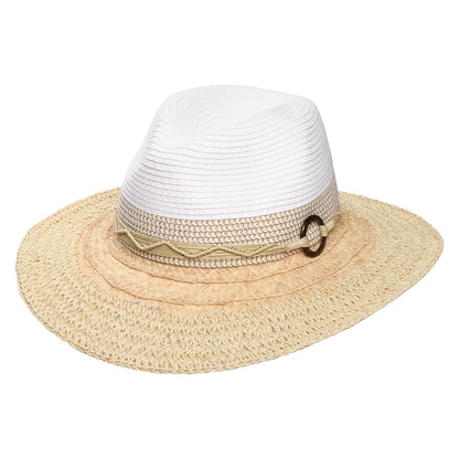 Sombrero Fedora Safari Alcantara plegable de paja toyo de Scala - Blanco-Natural