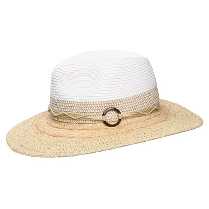 Sombrero Fedora Safari Alcantara plegable de paja toyo de Scala - Blanco-Natural