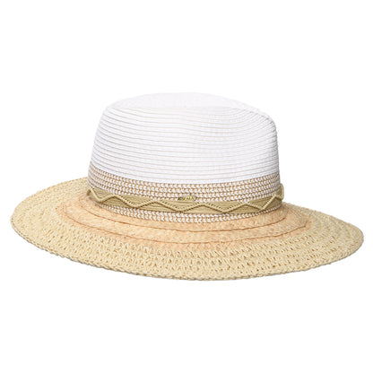 Sombrero Fedora Safari Alcantara plegable de paja toyo de Scala - Blanco-Natural