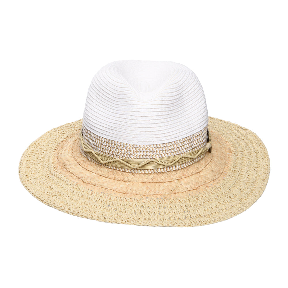 Sombrero Fedora Safari Alcantara plegable de paja toyo de Scala - Blanco-Natural