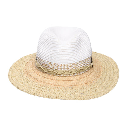 Sombrero Fedora Safari Alcantara plegable de paja toyo de Scala - Blanco-Natural
