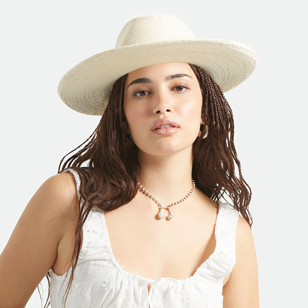 Sombrero Fedora Rancher Marlow de paja de Brixton - Blanco Marfil