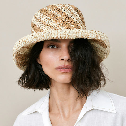Sombrero de Sol Crochet de paja toyo de Seeberger - Marrón Natural