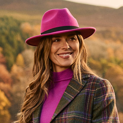 Sombrero Fedora clásica impermeable de fieltro de lana de Failsworth - Fucsia