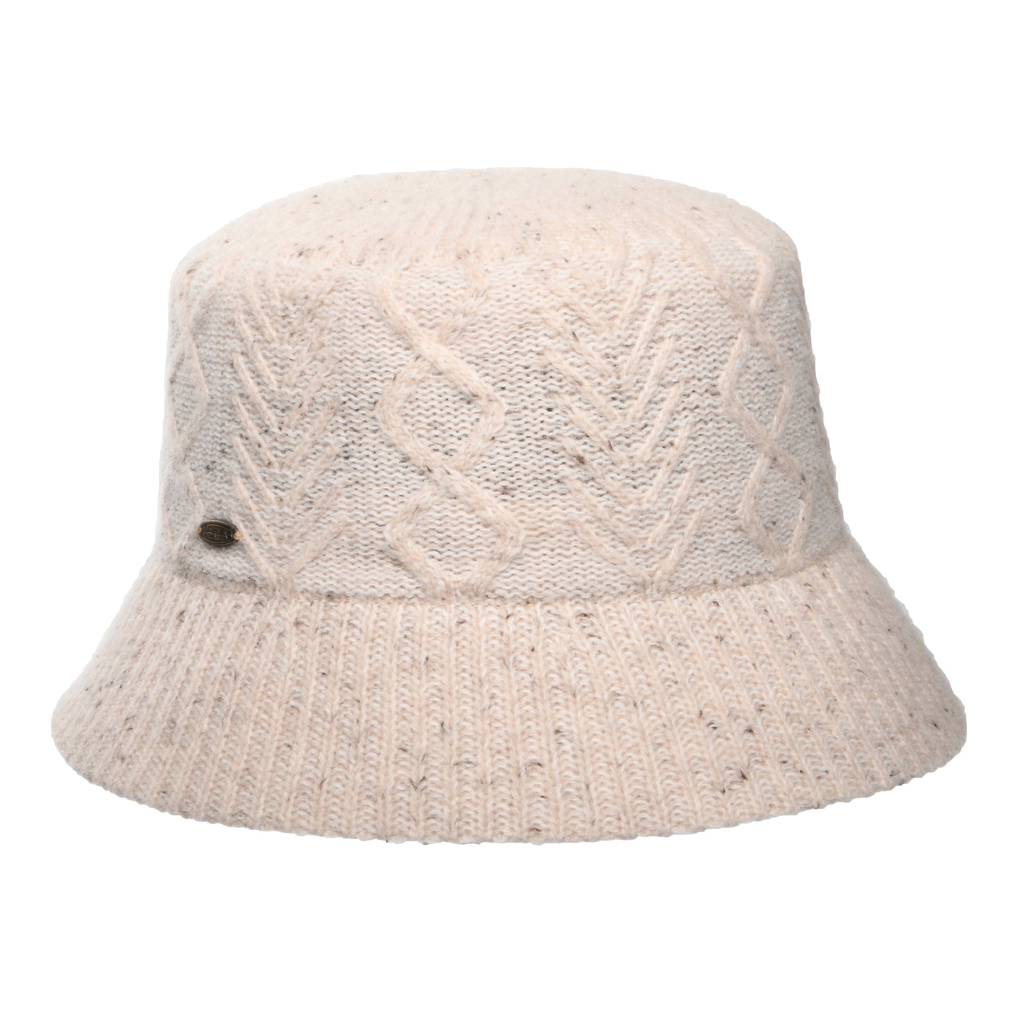 Sombrero de pescador de mezcla de lana de punto trenzado de Scala - Avena