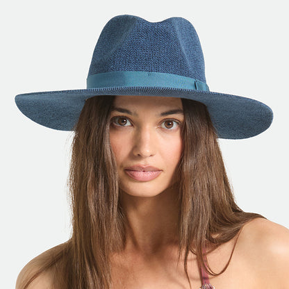 Sombrero Fedora Lyons tejido plegable de Brixton - Azul Oscuro