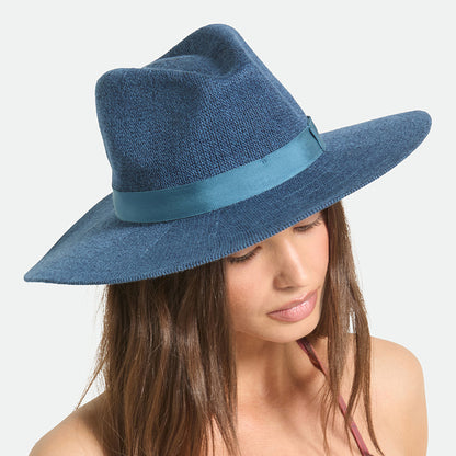 Sombrero Fedora Lyons tejido plegable de Brixton - Azul Oscuro
