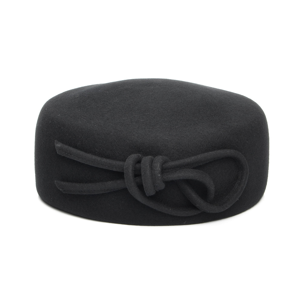 Sombrero Pillbox Caroline de lana con lazo de Whiteley - Negro