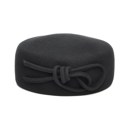 Sombrero Pillbox Caroline de lana con lazo de Whiteley - Negro