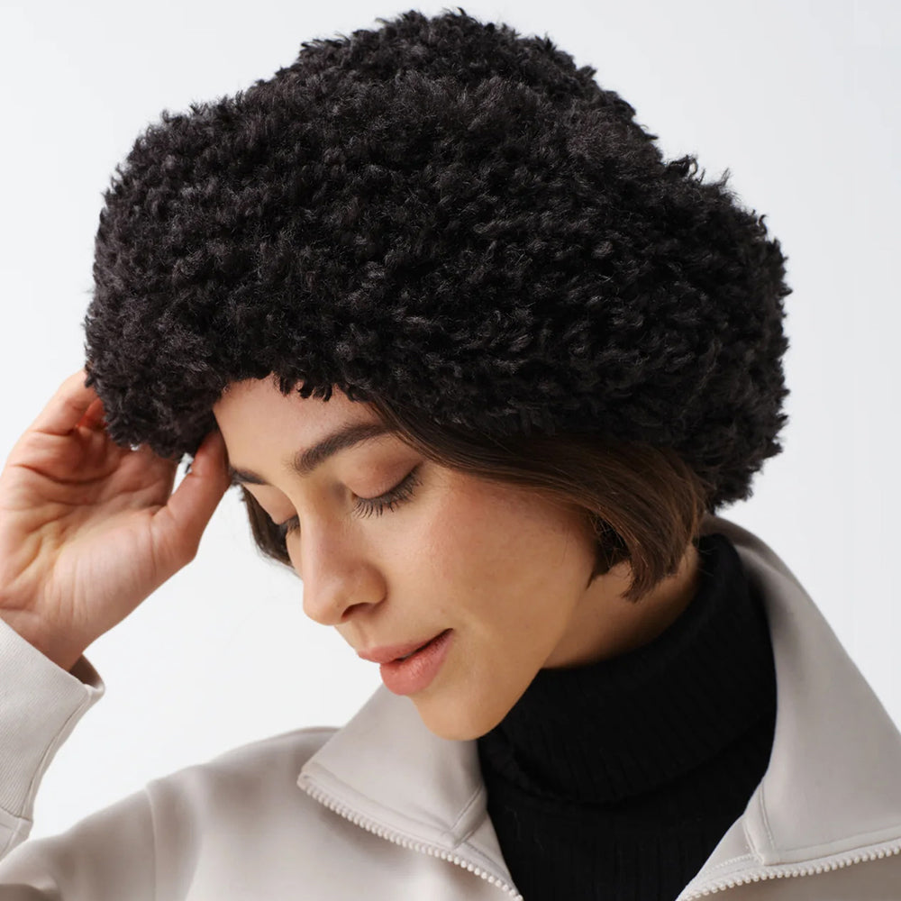 Sombrero de invierno de sherpa de imitación de Helen Moore - Negro