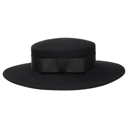 Sombrero Boater Fiona de fieltro de lana de Whiteley - Negro