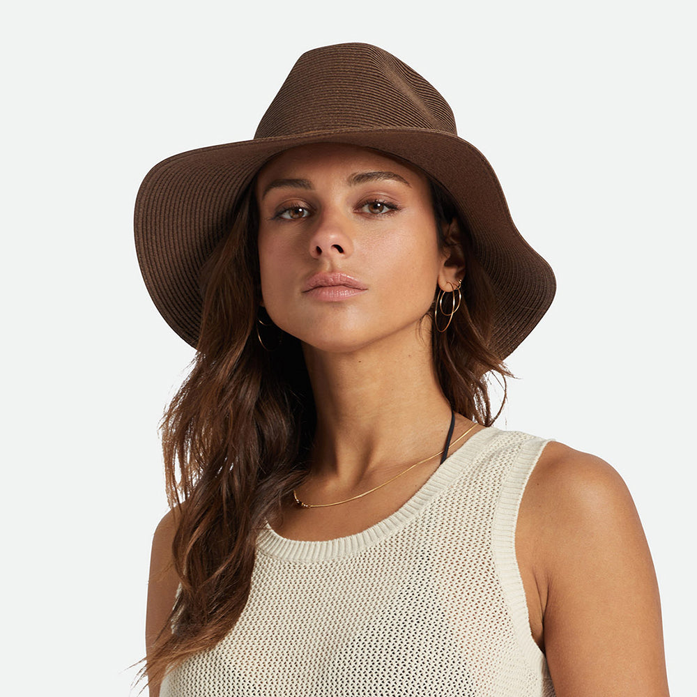 Sombrero Fedora Wesley plegable de paja de Brixton - Marrón