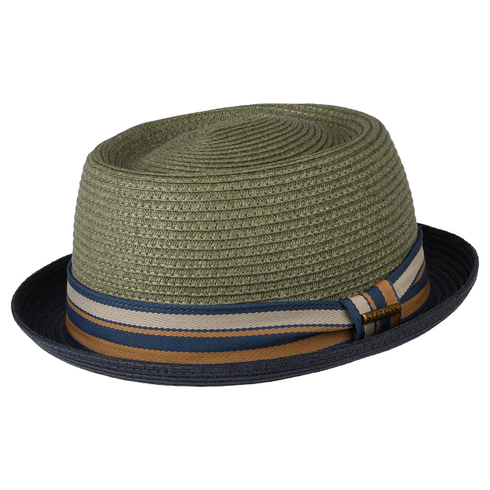 Sombrero Pork Pie de paja toyo de Stetson - Gris-Azul