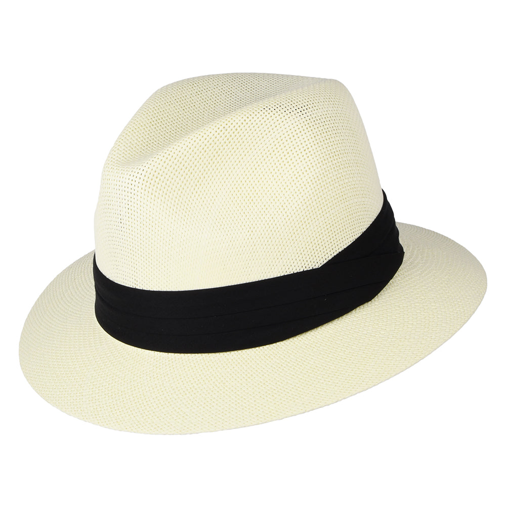 Sombrero Fedora Safari Matte de paja toyo de Dorfman Pacific - Blanco Marfil
