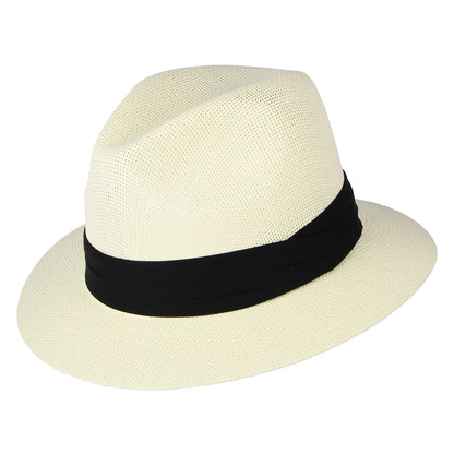 Sombrero Fedora Safari Matte de paja toyo de Dorfman Pacific - Blanco Marfil