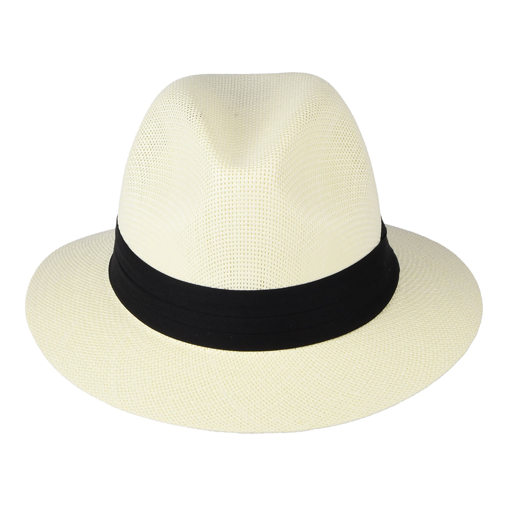 Sombrero Fedora Safari Matte de paja toyo de Dorfman Pacific - Blanco Marfil