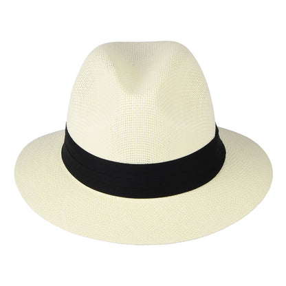 Sombrero Fedora Safari Matte de paja toyo de Dorfman Pacific - Blanco Marfil