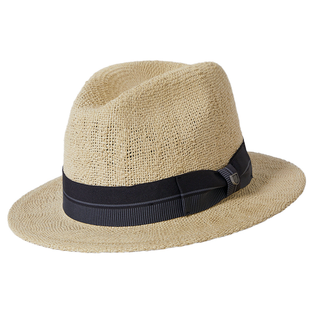 Sombrero Fedora Roma de paja toyo de Brixton - Natural-Negro