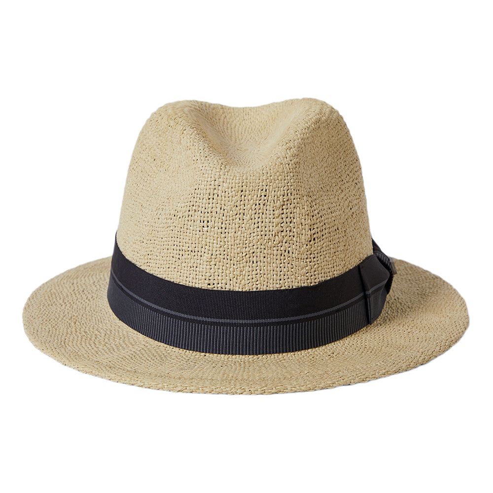 Sombrero Fedora Roma de paja toyo de Brixton - Natural-Negro