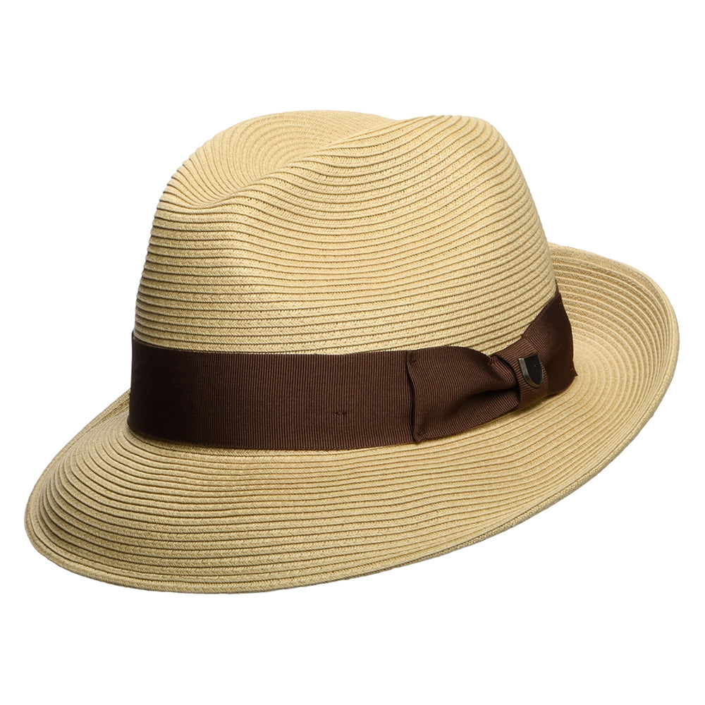 Sombrero Fedora Horton Convertabrim plegable de paja toyo de Brixton - Beige Oscuro