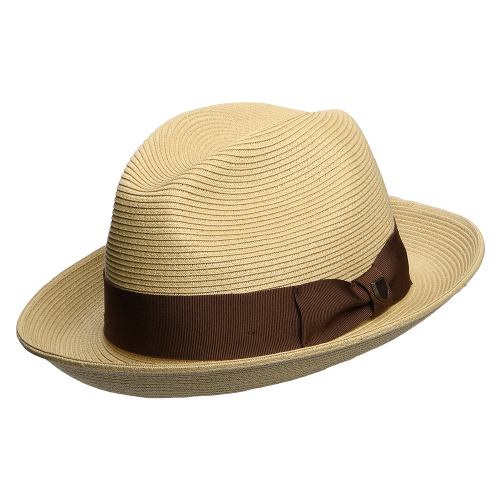 Sombrero Fedora Horton Convertabrim plegable de paja toyo de Brixton - Beige Oscuro