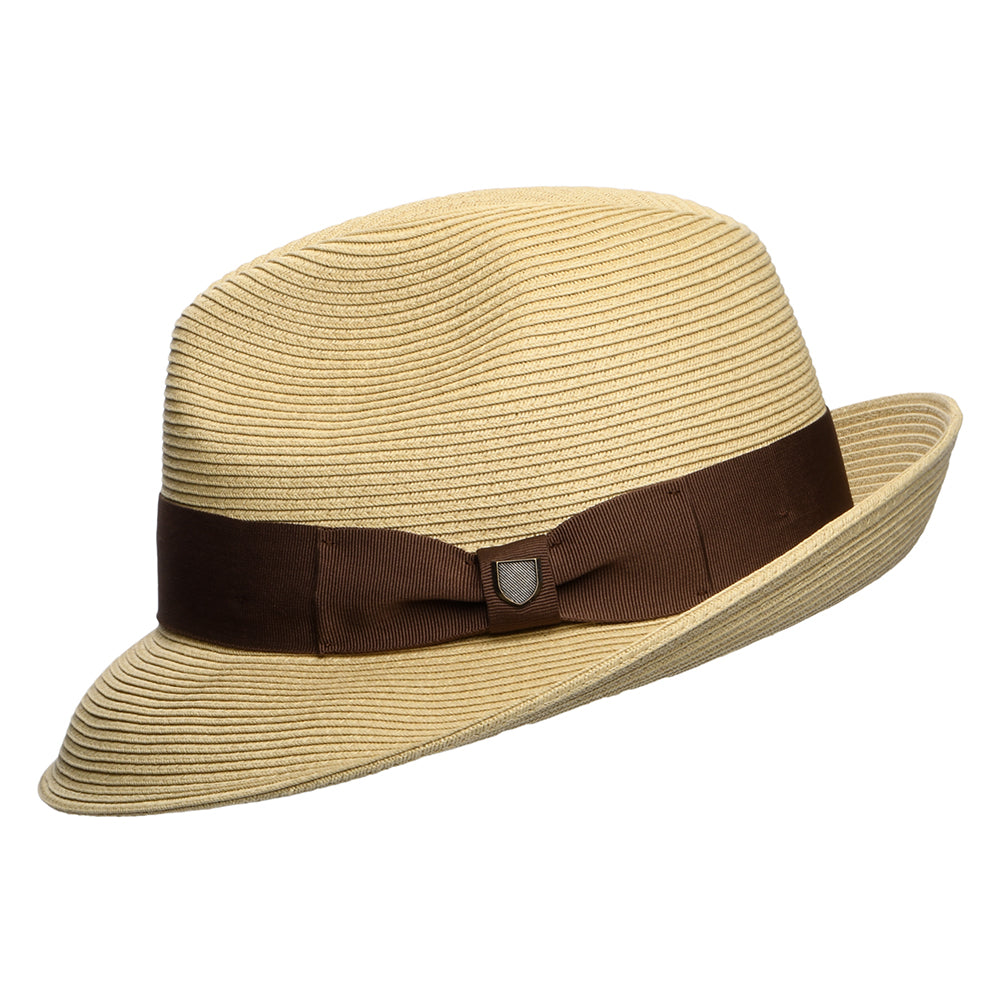 Sombrero Fedora Horton Convertabrim plegable de paja toyo de Brixton - Beige Oscuro