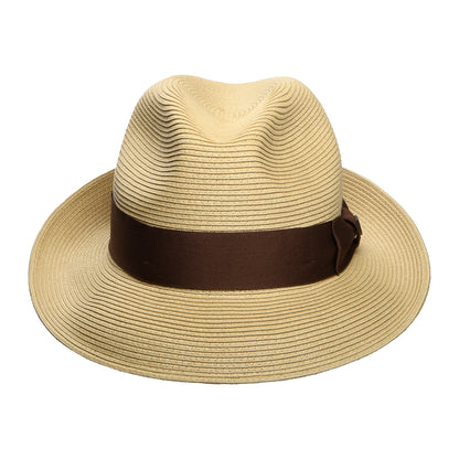 Sombrero Fedora Horton Convertabrim plegable de paja toyo de Brixton - Beige Oscuro