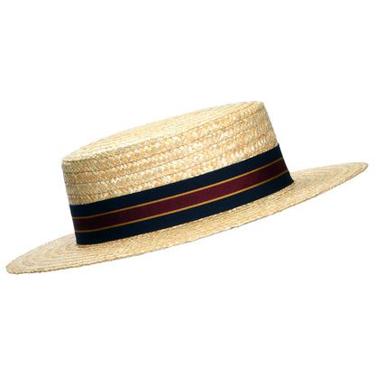 Sombrero Boater con cinta decorativa a rayas de Christys - Natural