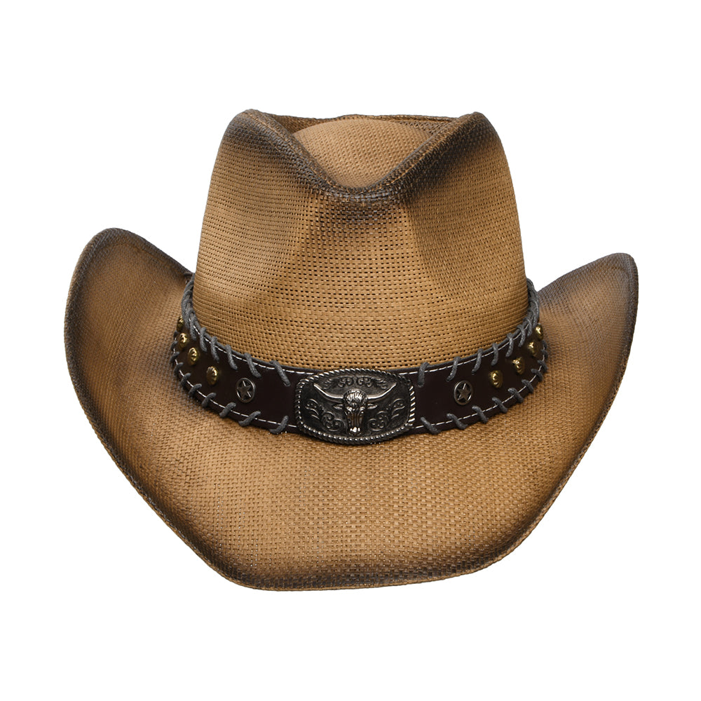 Sombrero Cowboy Chet Western de paja matte toyo de Dorfman Pacific - Whisky