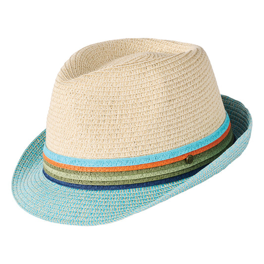 Sombrero Trilby Sevilla de paja toyo de Failsworth - Natural-Aguamarina