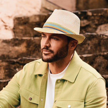 Sombrero Trilby Sevilla de paja toyo de Failsworth - Natural-Lima