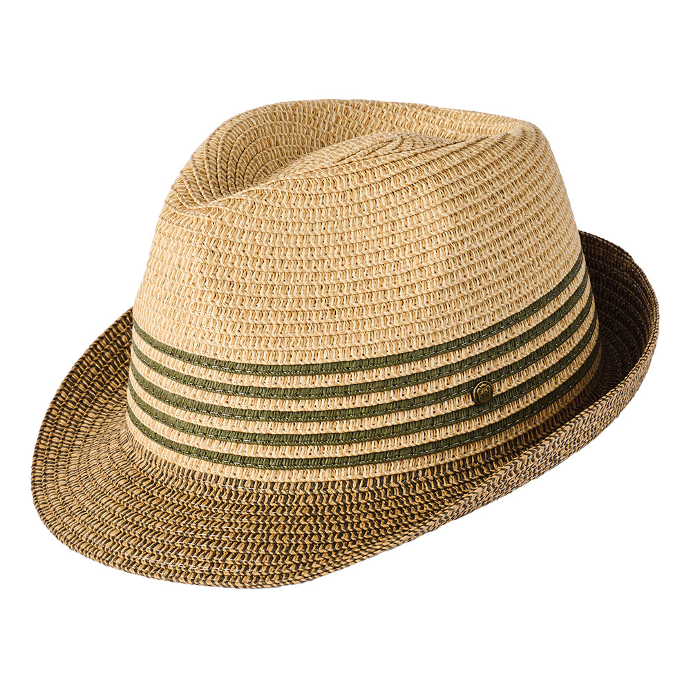 Sombrero Trilby Lucca de paja toyo de Failsworth - Natural-Verde Oliva