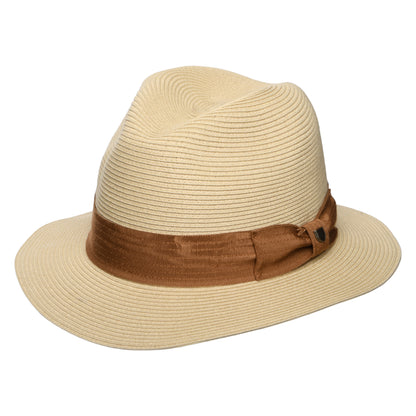 Sombrero Fedora Roma plegable de paja toyo de Brixton - Natural-Bronce