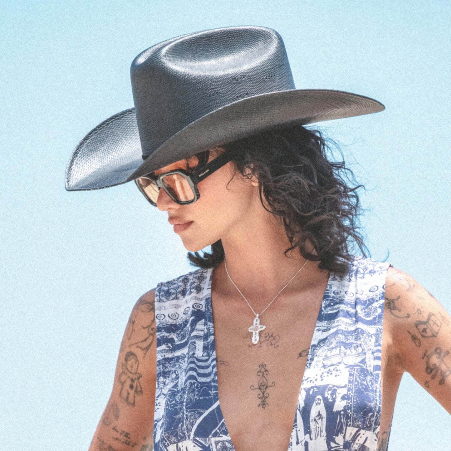 Sombrero Cowboy Laredo de paja toyo de Brixton - Negro