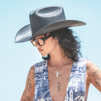 Sombrero Cowboy Laredo de paja toyo de Brixton - Negro