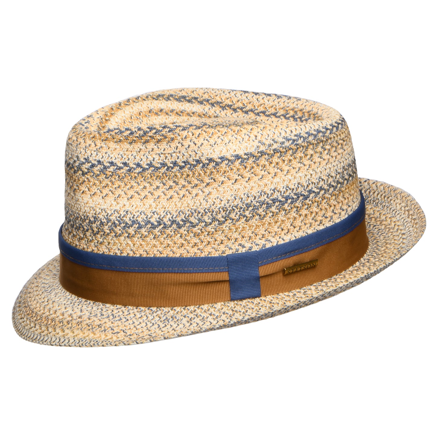 Sombrero Trilby Player de paja toyo de Stetson - Natural-Azul