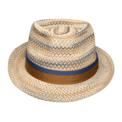 Sombrero Trilby Player de paja toyo de Stetson - Natural-Azul