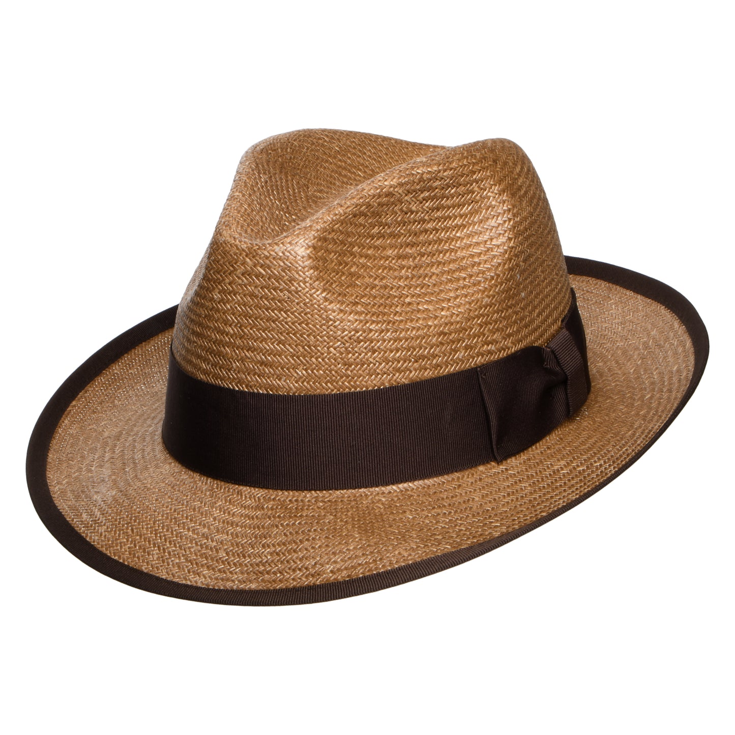 Sombrero Fedora Mayfair de paja toyo de Denton - Marrón Claro
