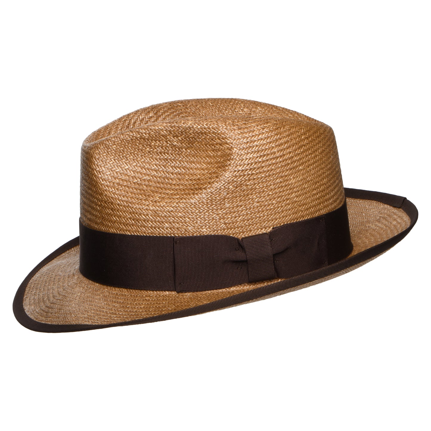 Sombrero Fedora Mayfair de paja toyo de Denton - Marrón Claro