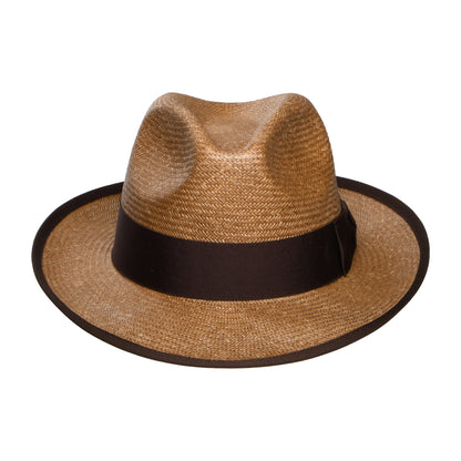 Sombrero Fedora Mayfair de paja toyo de Denton - Marrón Claro