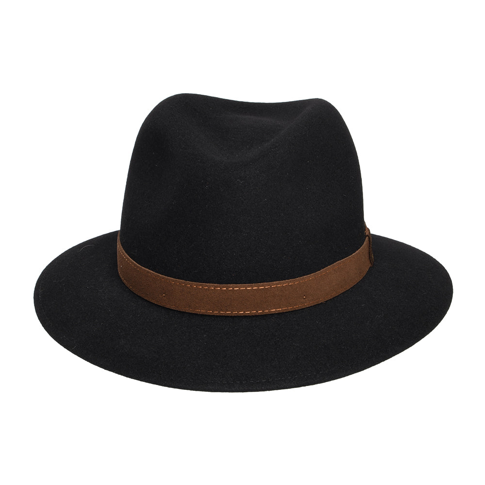 Safari Fedora plegable de fieltro de piel de Borsalino - Negro